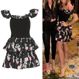 NWT Loveshackfancy Sanam Dress in Painted Mime size 8 in Black Flora $395